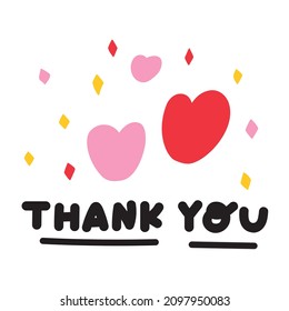 Concept for Valentine's day. Thank you. Vector hand drawn illustration for greeting card, sticker, poster design.