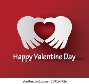 Konzept der Valentine Tag zwei Hände zu Herzen.Papier Art Stil.