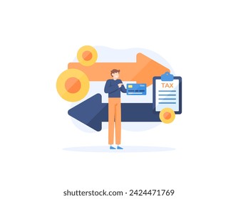 a concept of Value Added Tax. Tax imposed on every transaction of buying and selling goods or services. Collection of taxes and finance. illustration concept design. graphic elements. Vector