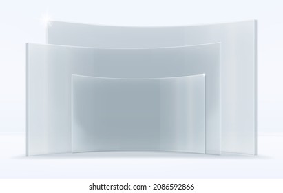 Concepto vectorial forma 3D visualización de producto presentación podio cuadrado transparente con sombra para el producto cosmético junto con fondo de vidrio transparente moderno mínimo  