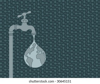 Concept vector background, waste of water in the world. All elements are easy changeable.