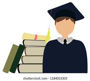 The concept of vector education with students in graduation clothes and drywall