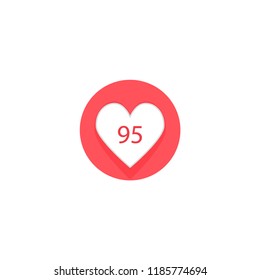Concept vector - glossy, stylish social media love icon (Symbol). Icon with shadow. 95.
