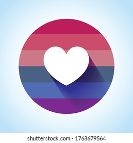 Concept vector - glossy, stylish social media love icon (Symbol). Pink, red and blue stripes. The illustration shows a love sign or icon used in social media websites. Flat with shadow. New love icon