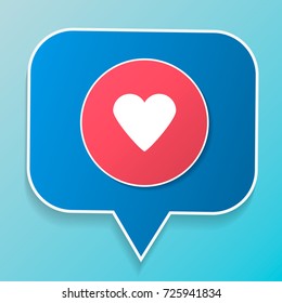 Concept vector - glossy, stylish social media love icon (Symbol). The illustration shows a shiny like sign or icon used in social media websites. Icon with shadow