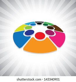 Concept vector graphic- 3d colorful  children or kids icons(symbols). The illustration can also represent concepts like employee unions,community friendship & sharing,kids playing,etc