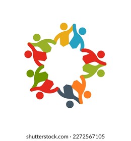 Concept vector graphic- abstract colorful children group icons signs . The illustration represents concepts like worker unions, employee diversity, community friendship sharing, kids playing, etc