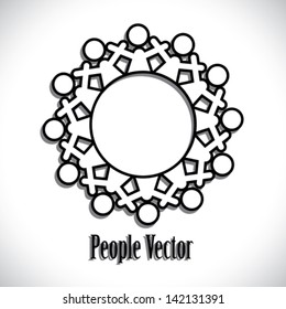 Concept vector graphic- abstract kids icons ( signs ) in black & white. The illustration represents concepts like worker, employee diversity, community friendship & sharing, children enjoying,etc