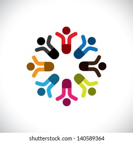 Concept vector graphic- social media communication & people icons. This illustration can also represent people meeting, teamwork, network, employee unity & diversity, worker groups, etc