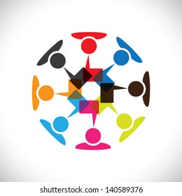 Concept Vector Graphic- Social Media Interaction & Communication. This Illustration Can Also Represent People Chatting, Teamwork, Meeting, Employee Interactions & Discussions, Expressing Opinions, Etc