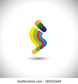 concept vector icon friends & friendship, small loving family. This graphic also represents family togetherness, close relationships, family of father, mother, son & daughter, nuclear family