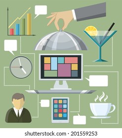 Concept vector icons set with flat design style