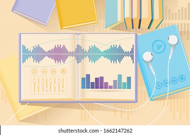 Concept Vektorillustration Illustration of Audio Books  