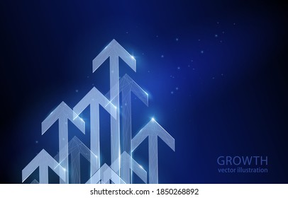 Concept vector illustration background, arrows on a dark blue background, symbol of growth, progress, movement forward, development in relationships, business or sports.