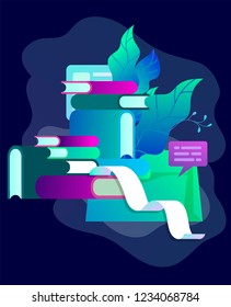 Concept vector illustration of business Blogging, people and education technology. Vector illustration news, copywriting, seminars, tutorial, creative writing, content management for web page, banner
