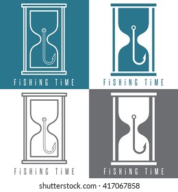 concept vector illustration with fishing hook and sandglass