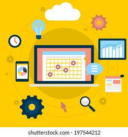 Concept Vector Illustration in Flat Design Style of Search Optimization