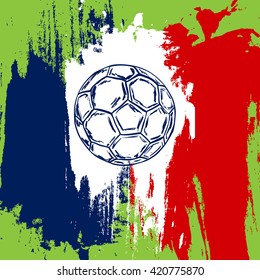 Concept vector illustration for football championship with soccer ball and flag colors