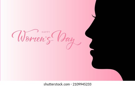 The concept of a vector illustration of the International Women's Day on March 8, a woman's head in black can be used for a landing page, template, poster, banner, leaflet.