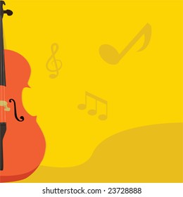 Concept vector illustration of a page layout with a musical theme, with a cello on the side of the page.