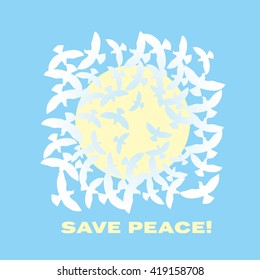 concept vector illustration of peace dove in the sky
