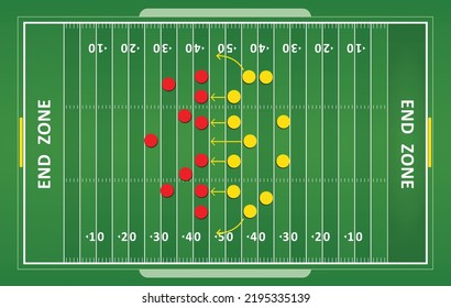 Concept vector illustration showing an American football field with a gameplan over it