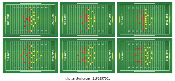 Concept vector illustration showing an American football field with a gameplan over it