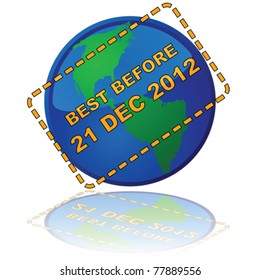 Concept vector illustration showing Earth with an expiry date message, in reference to the (erroneous) popular belief that the Mayans had predicted the end of the world for 2012