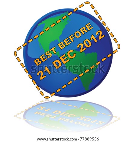 Concept vector illustration showing Earth with an expiry date message, in reference to the (erroneous) popular belief that the Mayans had predicted the end of the world for 2012