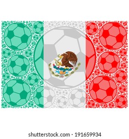 Concept vector illustration showing the flag of Mexico made up of soccer balls