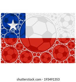 Concept vector illustration showing the flag of Chile made up of soccer balls