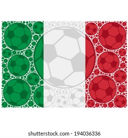 Concept vector illustration showing the flag of Italy made up of soccer balls