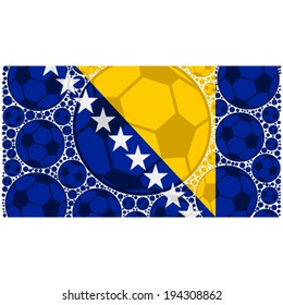 Concept vector illustration showing the flag of Bosnia and Herzegovina made up of soccer balls
