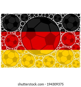 Concept vector illustration showing the flag of Germany made up of soccer balls