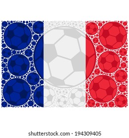 Concept vector illustration showing the flag of France made up of soccer balls