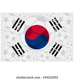 Concept vector illustration showing the flag of South Korea made up of soccer balls