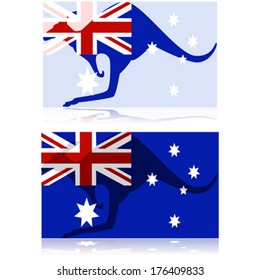 Concept vector illustration showing a mix between a kangaroo and the Australian flag