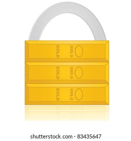 Concept vector illustration showing a padlock made up of gold, implying a safe investment
