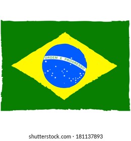 Concept vector illustration showing a painted Brazilian flag