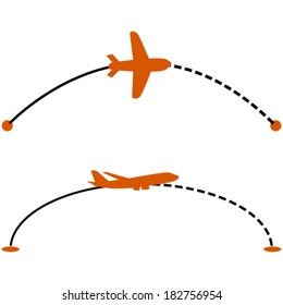 Concept vector illustration showing a plane following a line indicating its route