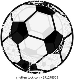 Concept vector illustration showing a soccer ball made up of smaller balls