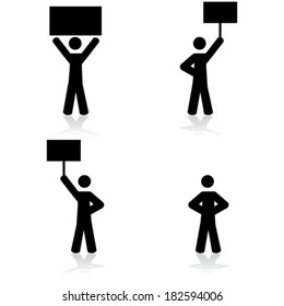 Concept vector illustration showing stick figures in protests