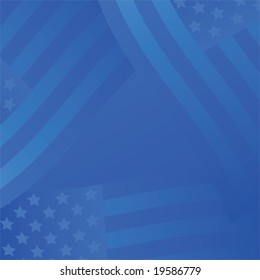 Concept vector illustration showing three United States of America flags in different shades of blue