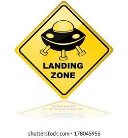Concept vector illustration showing a traffic sign for a spaceship landing zone