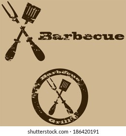 Concept vector illustration showing a vintage sign for a barbecue