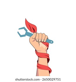 Ilustração de vetor de conceito usando mão, pincel, caneta, espátula e objetos de fita combinados em um para representar o dia mundial de habilidades da juventude