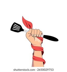 Ilustração de vetor de conceito usando mão, pincel, caneta, espátula e objetos de fita combinados em um para representar o dia mundial de habilidades da juventude