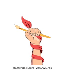 Ilustração de vetor de conceito usando mão, pincel, caneta, espátula e objetos de fita combinados em um para representar o dia mundial de habilidades da juventude