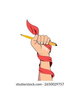 Ilustração de vetor de conceito usando mão, pincel, caneta, espátula e objetos de fita combinados em um para representar o dia mundial de habilidades da juventude
