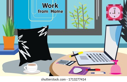 Concept vector illustration for work from home to avoid coronavirus or COVID-19.